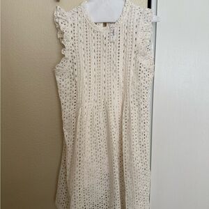 Madewell Eyelet Ruffle Sleeve Dress - Cream